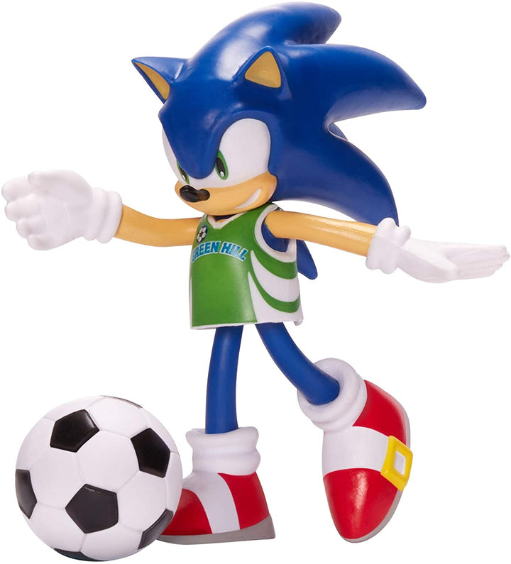 Sonic The Hedgehog 4-Inch Sonic figura di azione giocattolo da collezione con pallone da calcio