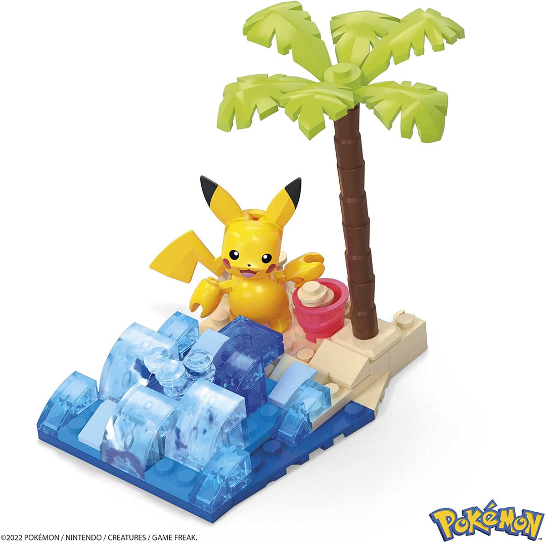 MEGA Pokémon Pikachus Beach Splash-Bauset mit 79 kompatiblen Steinen und Teilen verbindet sich mit anderen Welten,