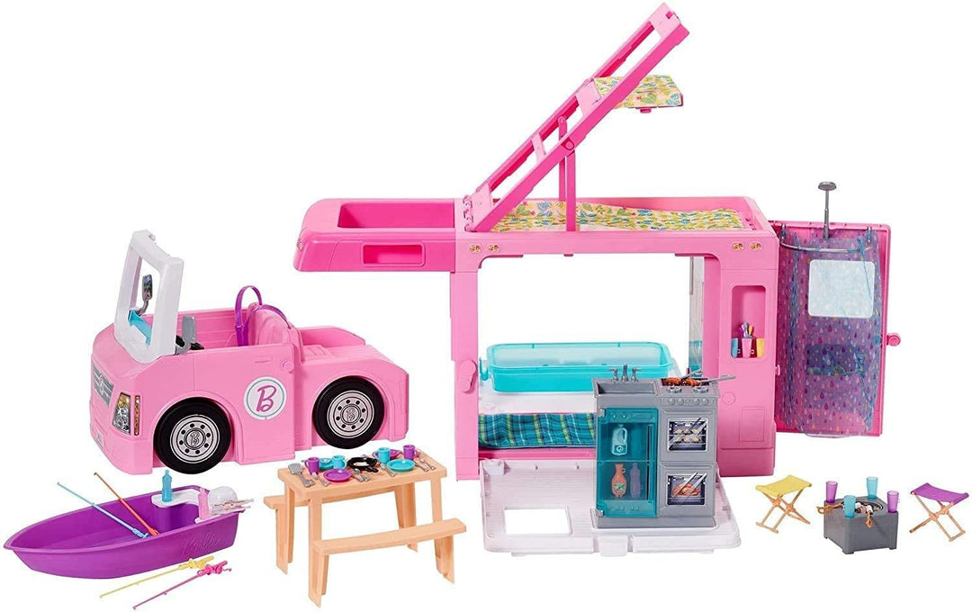 Barbie Multicolour 3-In-1 Dream Camper Vehicle And Accessories