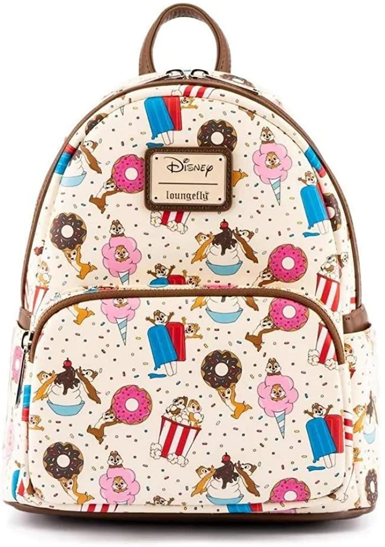 Loungefly Disney Chip and Dale Snackies All Over Print Womens Double Strap Shoul