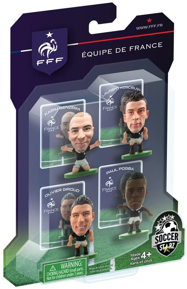 SoccerStarz France International Figure - Benzema Giroud, Giroud Koscielny and Pogba in France's Home Kit. - Yachew