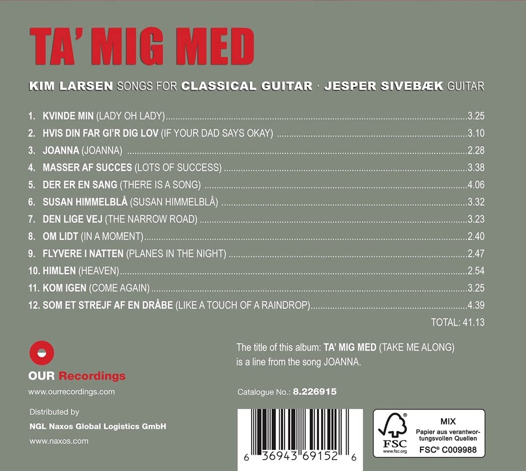 Larsen: Ta Mig Med [Jesper Sivebæk] [Our Recordings: 8.226915] [Audio CD]