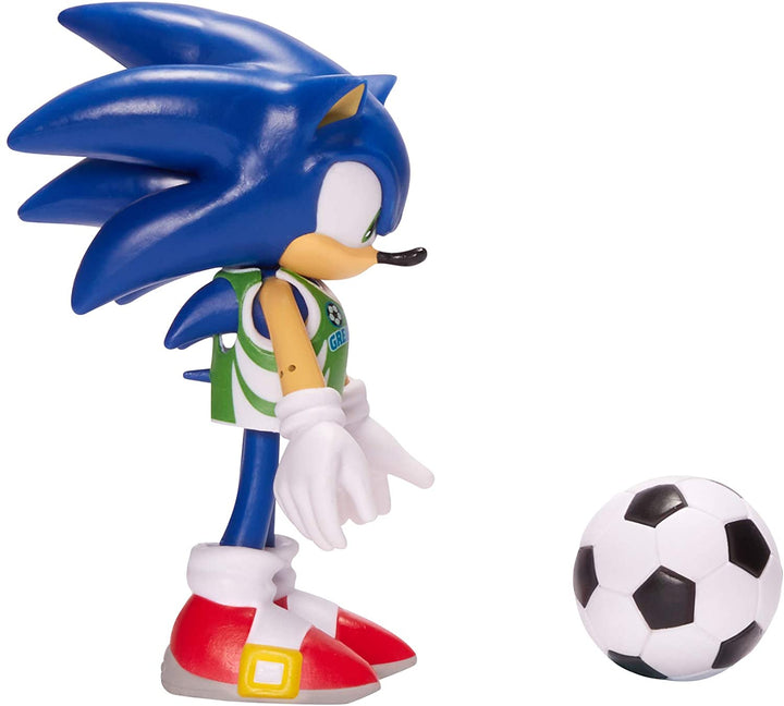 Sonic The Hedgehog 4-Inch Sonic figura di azione giocattolo da collezione con pallone da calcio