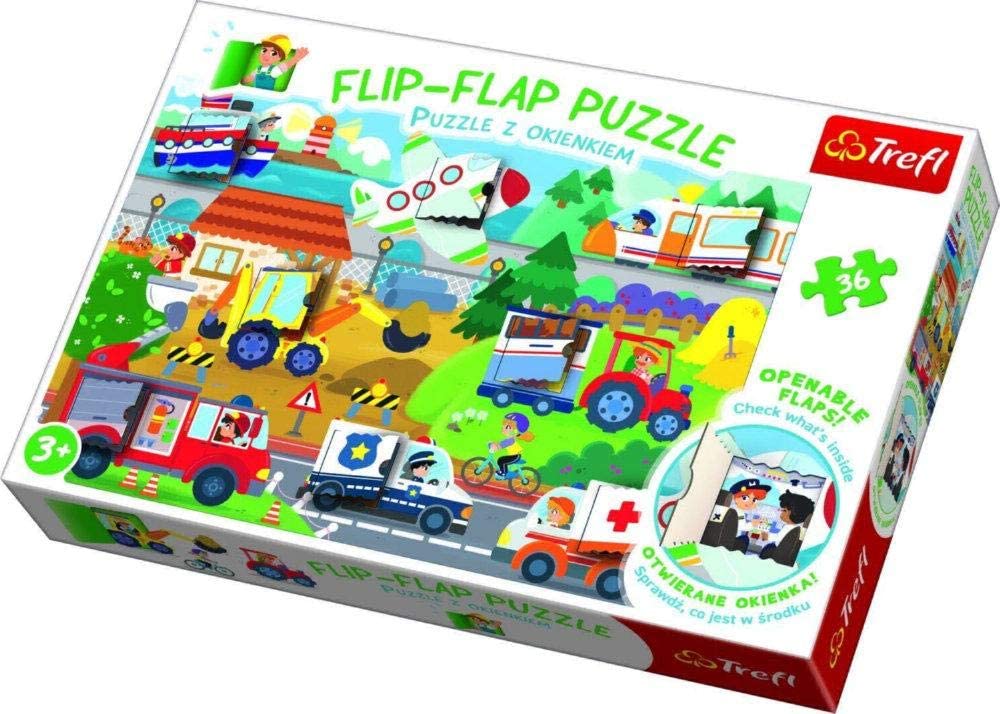 Trefl Legpuzzel 36 stukjes - Flip Flap Puzzle - Voertuigen