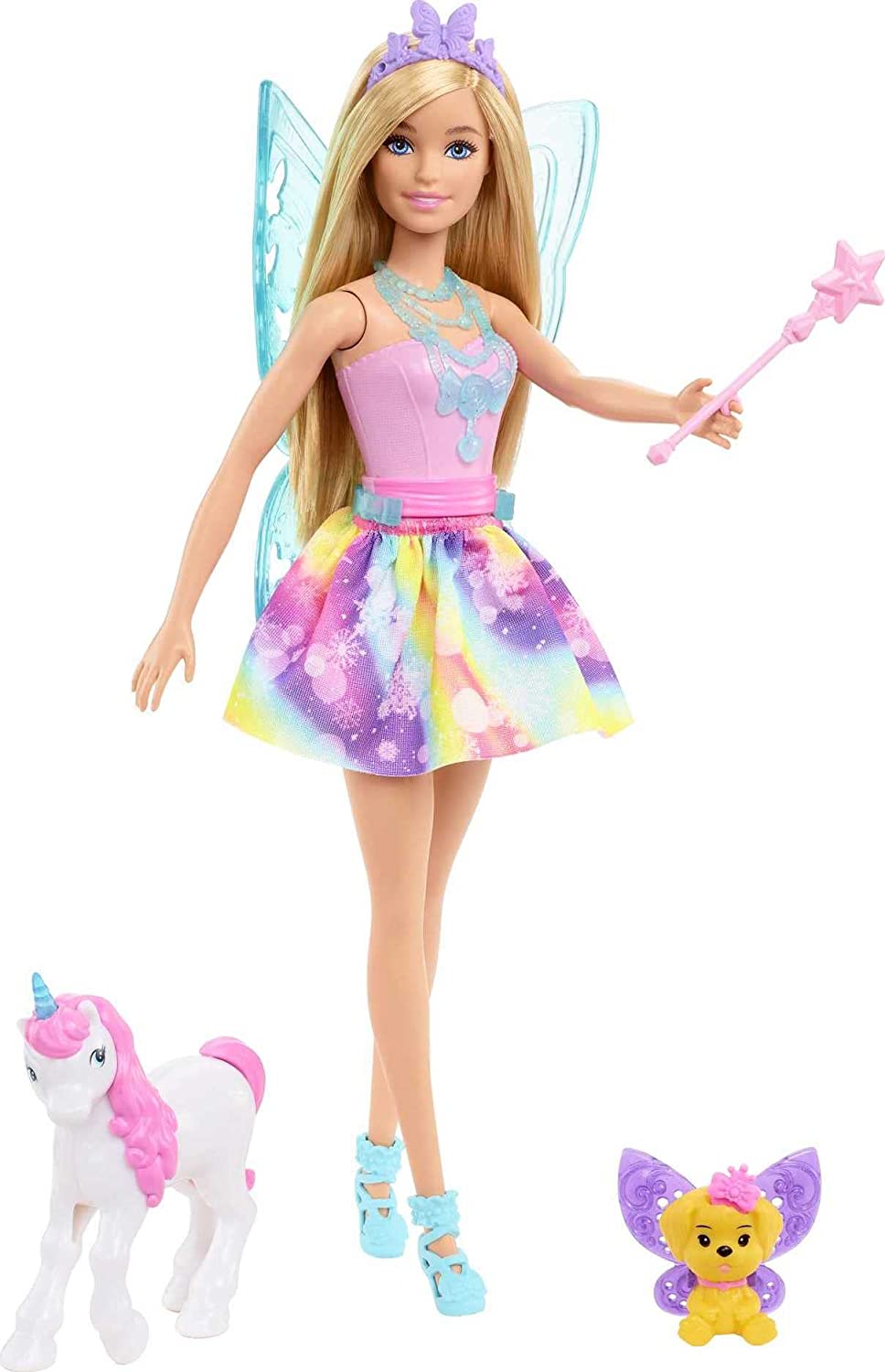 Barbie Dreamtopia Adventskalender mit Barbie-Puppe und 24 Überraschungen, darunter märchenhafte Mode, Haustiere und Accessoires, Weihnachtsgeschenk für 3- bis 7-Jährige