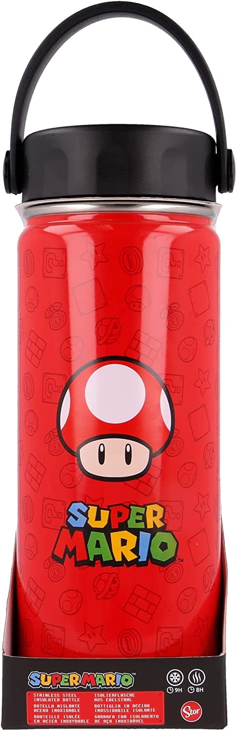 Stor Stainless Steel Thermal Bottle with ASA 530 ml Super Mario, Single, Standar