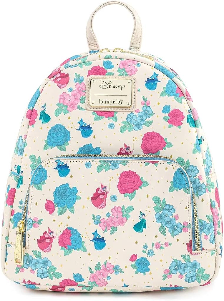 Loungefly Disney Sleeping Beauty Floral Fairy Godmother Mini-Schulterrucksack für Damen mit doppeltem Riemen