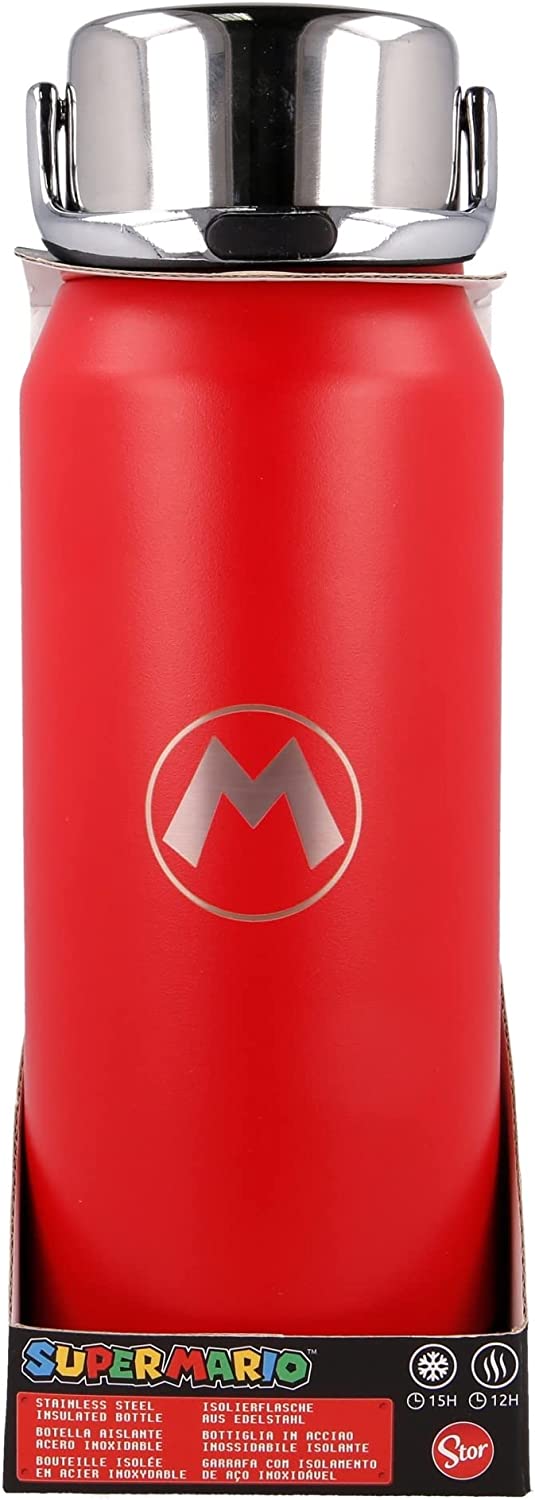 Stor Hugo Edelstahl 505 ml Super Mario Thermoflasche, Metall, Einzelständer 