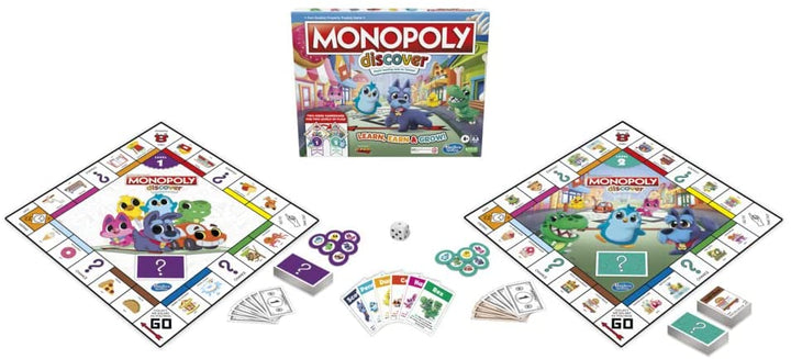 My First Monopoly Game, Board Game for Kids Ages 4+, 2-Sided Gameboard, Playful