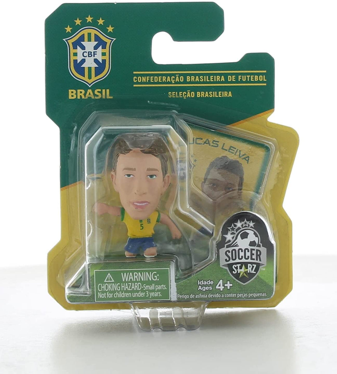 SoccerStarz Brazil International Figurine Blister Pack con il kit casalingo di Lucas Leiva