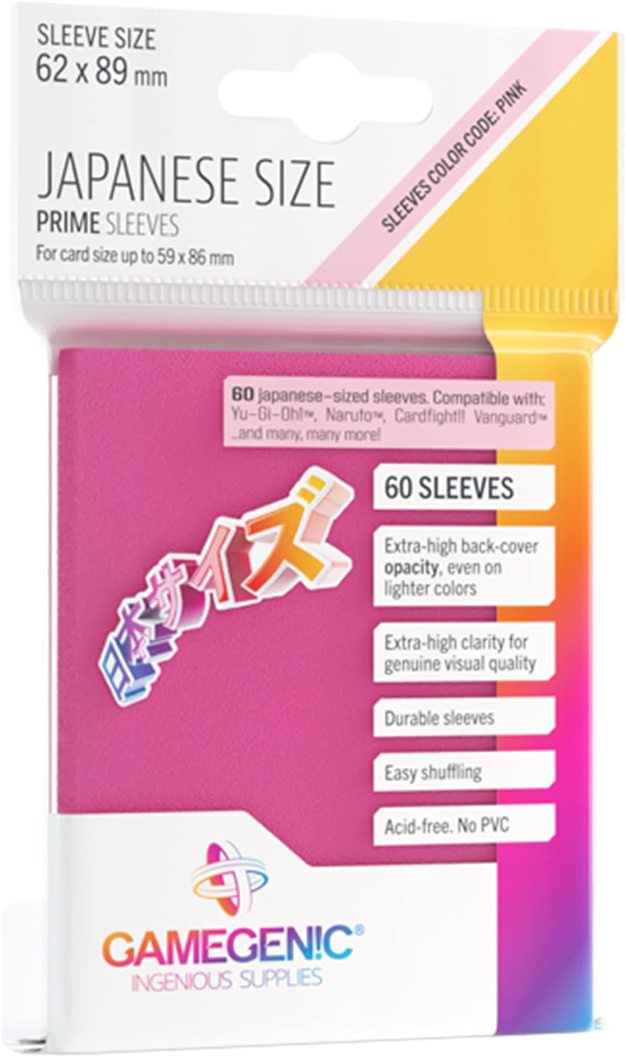 Prime Japanese Size Card Sleeves | Pack of 60 62 mm by 89 mm Card Sleeves