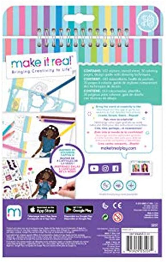 Make It Real 2903205, Sketchbook, City Style, Fashion Design Book for Children, Multi-coloured