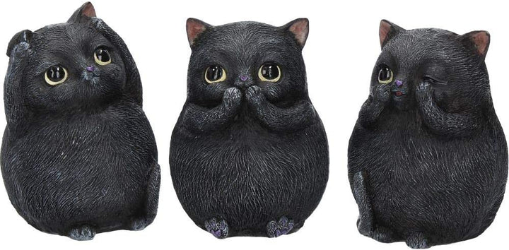Nemesis Now Three Wise Fat Cats 8.5cm Figurine, Resin, Black