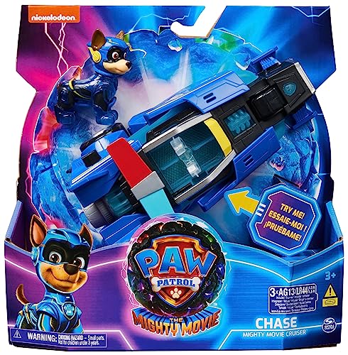PAW Patrol: The Mighty Movie Chase's Mighty Movie Cruiser Toy - Light-Up Vehicle with Sound Effects & Action Figure (Ages 3-9)