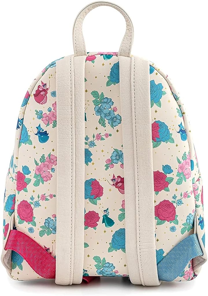 Loungefly Disney Sleeping Beauty Floral Fairy Godmother Mini-Schulterrucksack für Damen mit doppeltem Riemen