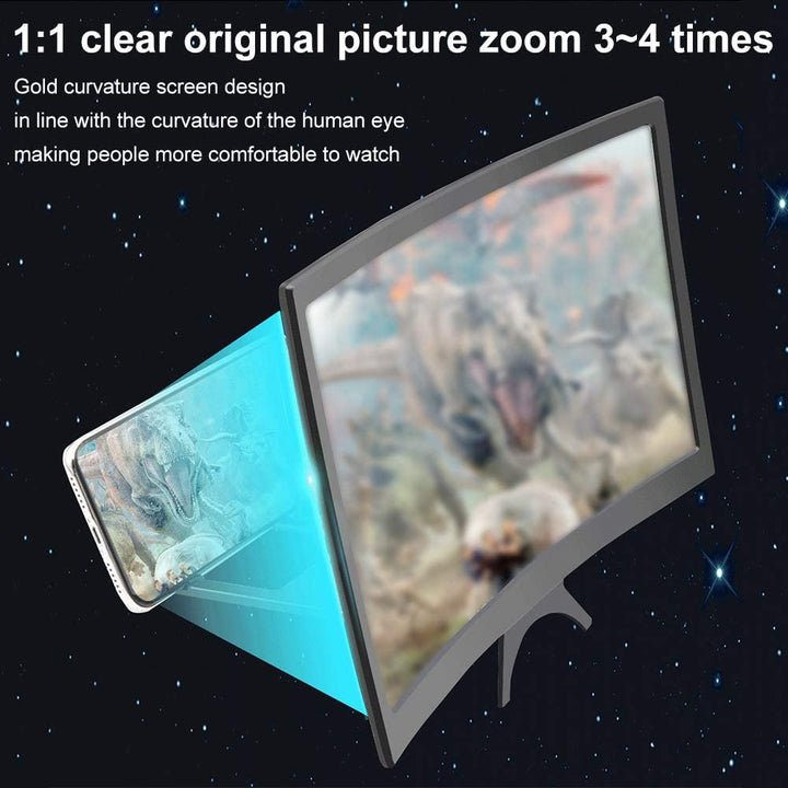 RONGYE 12 Screen Amplifier with BT Speaker, Phone Screen Magnifier - HD 3D Film