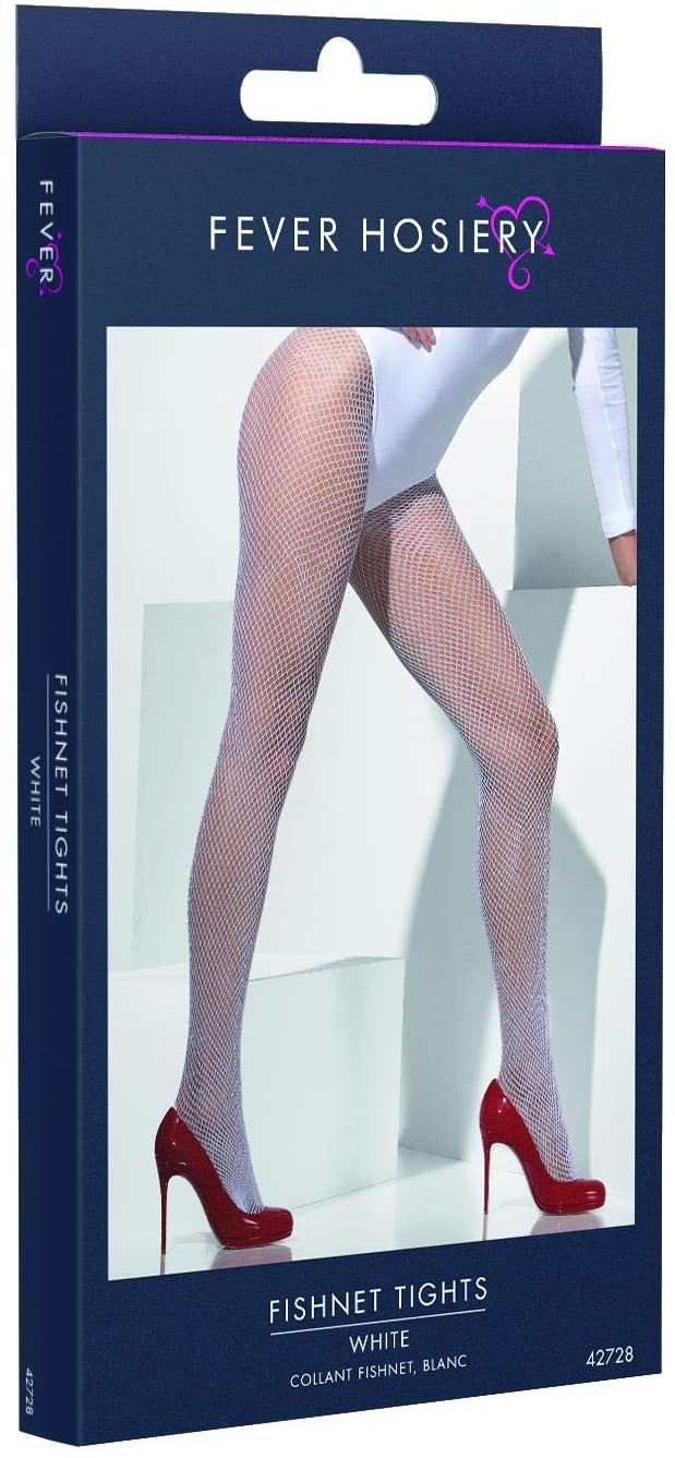 Fever Women’s Fishnet Tights, White, One Size,5020570427286