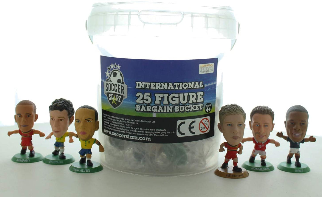 SoccerStarz 402984 &quot;Cubo de gangas con figura de fútbol internacional (25 piezas)