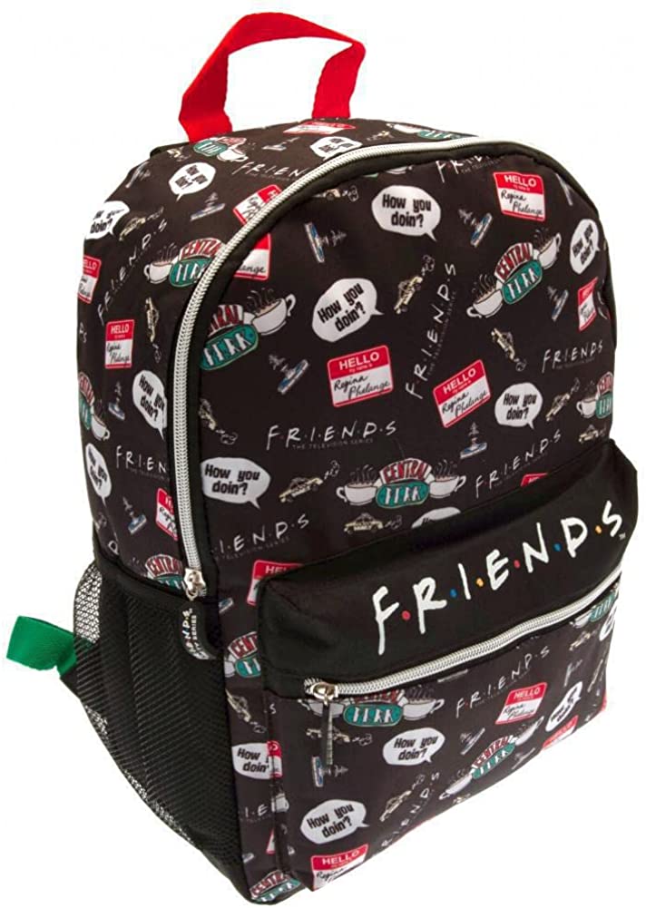 Friends Quotes AOP Schwarzer Rucksack