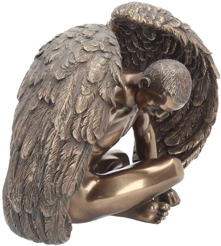Nude Male Angel With Wings Figurine Statue Sculpture Bronze Finish Naked Man Orn