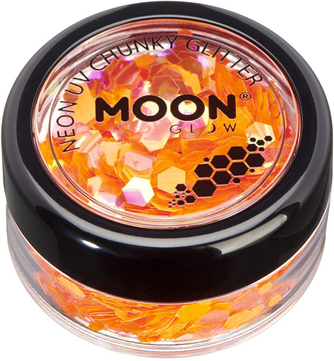 Moon Glow Neon Orange UV Chunky Glitzer