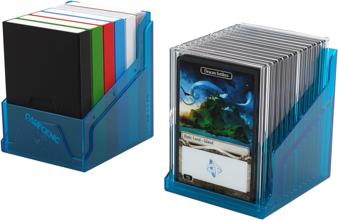 Bastion 100+ XL Deck Box - Compact, Secure, and Perfectly Organized for Your Trading Cards! Safely Protects 100+ Double-Sleeved Cards, Blue Color