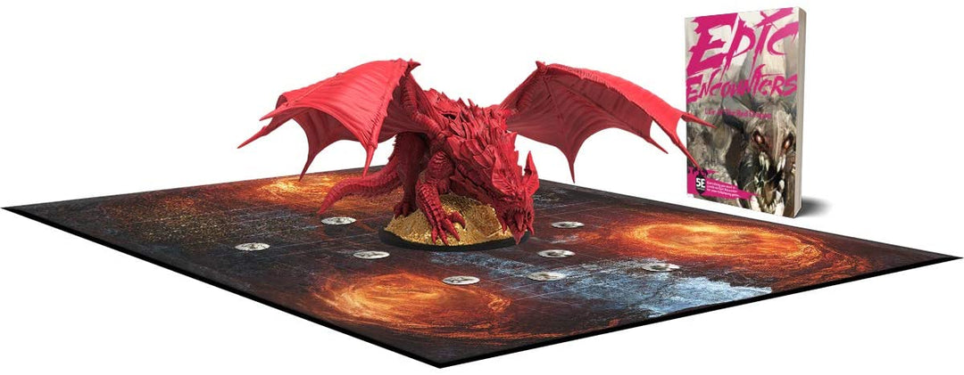 Epic Encounters: Lair of the Red Dragon - RPG Fantasy Roleplaying Tabletop Game with HUGE Boss Miniature, Double-Sided Game Mat, & Game Master Adventure Book with Monster Stats, 5E Compatible