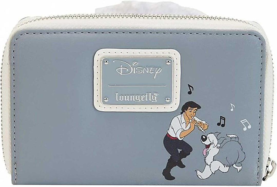 Loungefly Disney-Geldbörse, kleine Meerjungfrau, Max Cosplay, offizielles graues Portemonnaie mit umlaufendem Reißverschluss