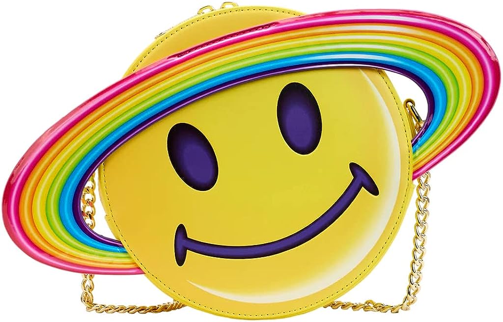 Loungefly Lisa Frank: Gelbe Saturn-Umhängetasche mit Regenbogenring