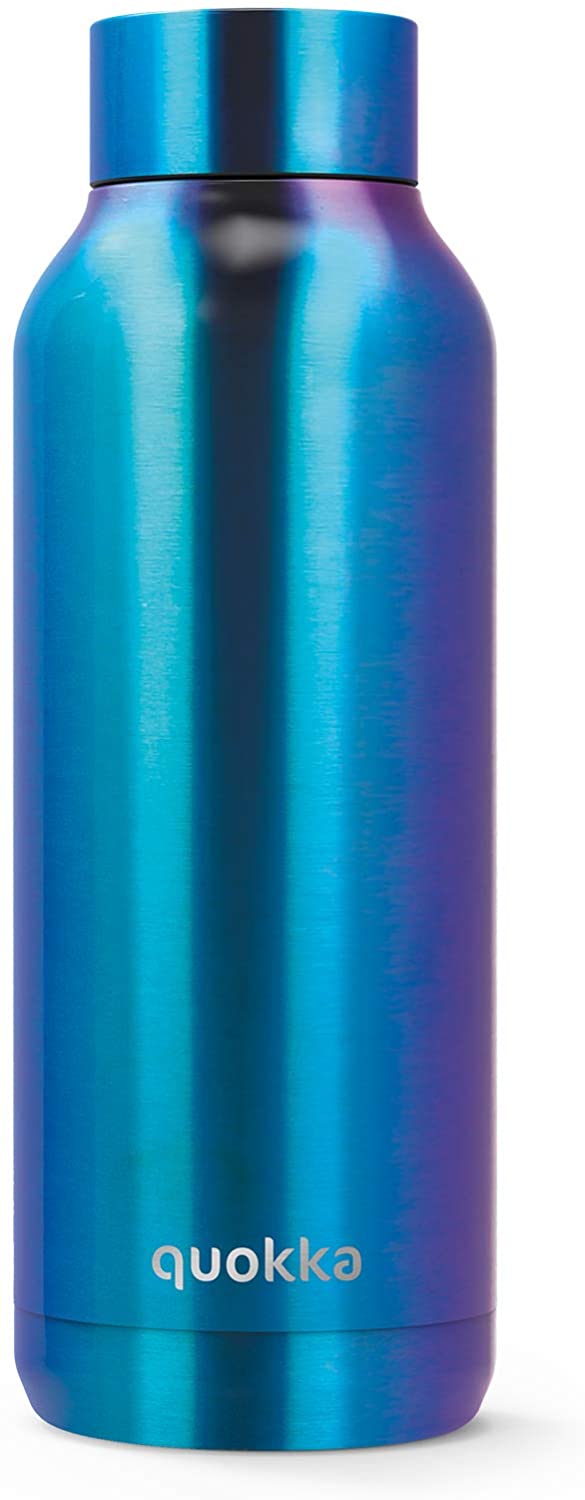 Quokka Solid – Neo Chrome 510 ml Edelstahl-Wasserflasche – isolierte, doppelwandige Isolierflaschen, Getränkeflasche hält 12 Stunden heiß und 18 Stunden kalt – auslaufsicher – BPA-frei