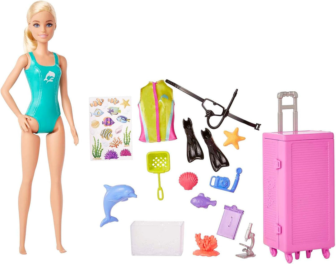 Barbie Dolls & Accessories, Marine Biologist Doll (Blonde) & Mobile Lab Playset