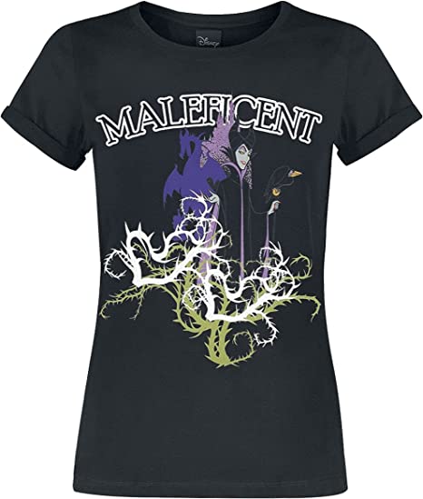 Disney – Maleficent – ​​Gel-bedrucktes Damen-T-Shirt (XL) Schwarz