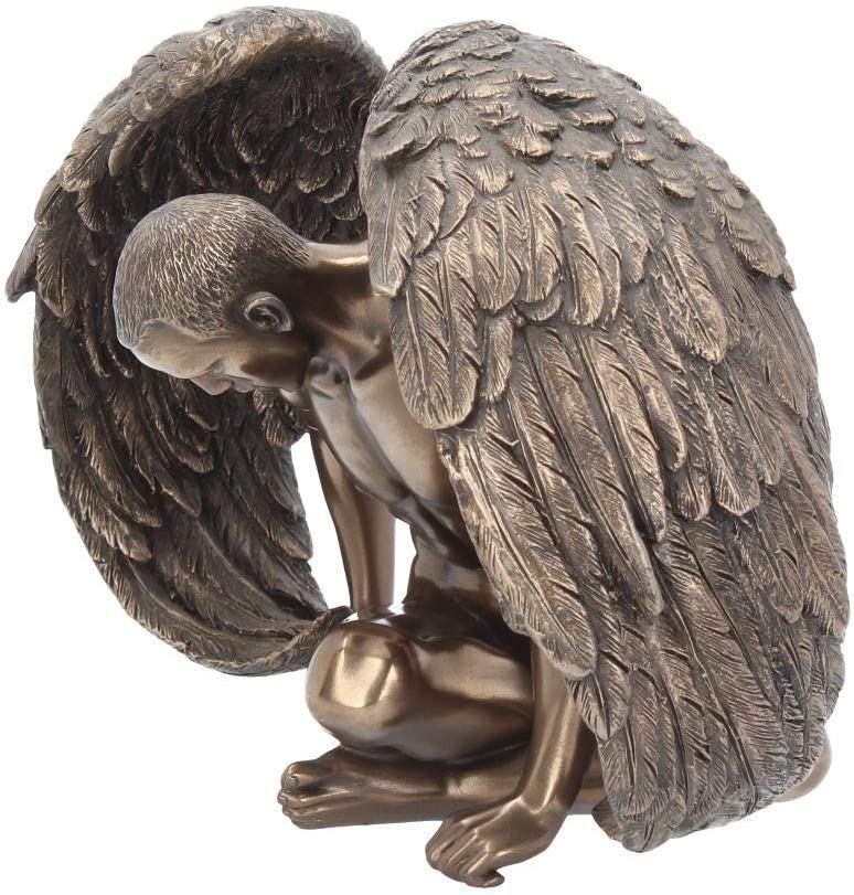 Nackter männlicher Engel mit Flügeln, Figur, Statue, Skulptur, Bronze-Finish, nackter Mann, Orn
