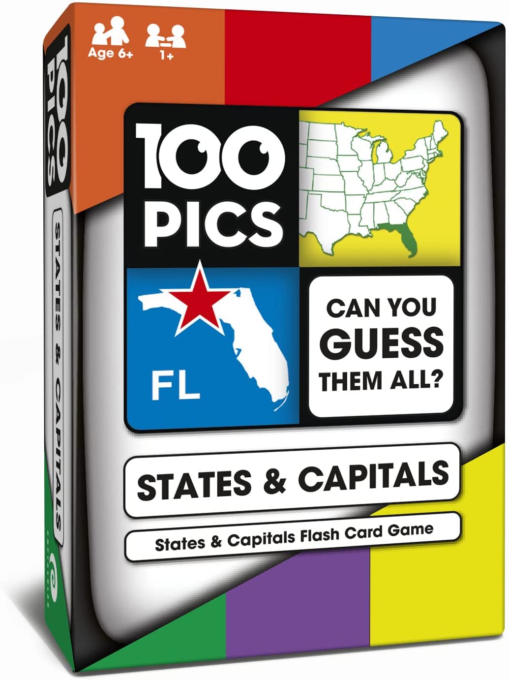 100 PICS US-Bundesstaaten und Hauptstädte-Spiel – Flash-Karten-Quiz zur Geographie der USA, Taschenrätsel
