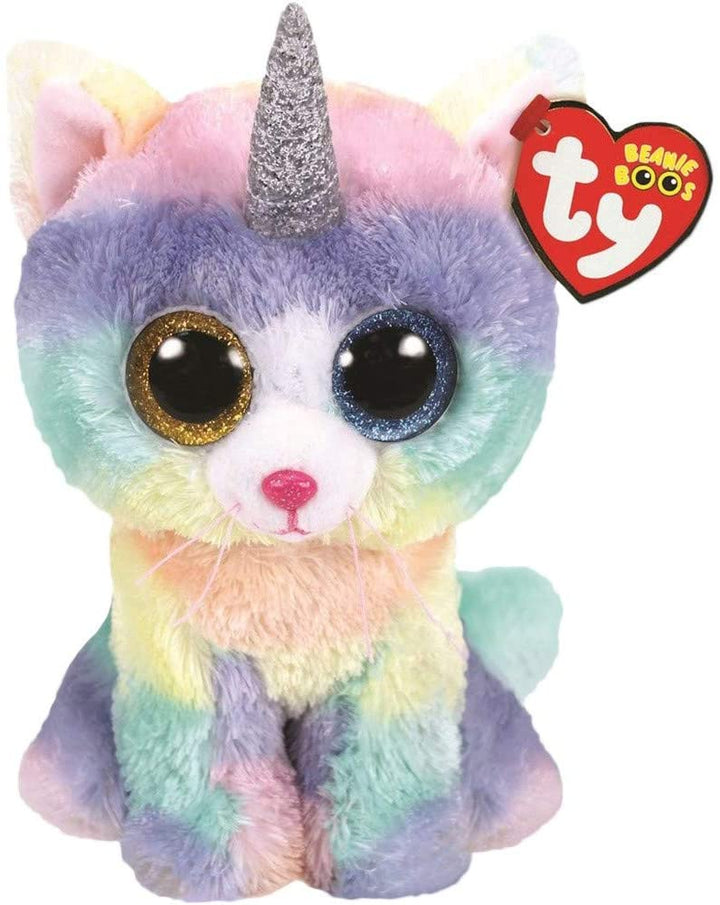 TTy Beanie Baby Soft Toy Multicoloured, ty36250 Heather the Unicorn Cat 15cm & B