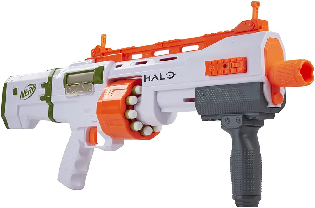 Nerf Halo Bulldog SG Dart Blaster 10; Rotating 10-Dart Drum, Tactical Rails and Skin Unlock Code