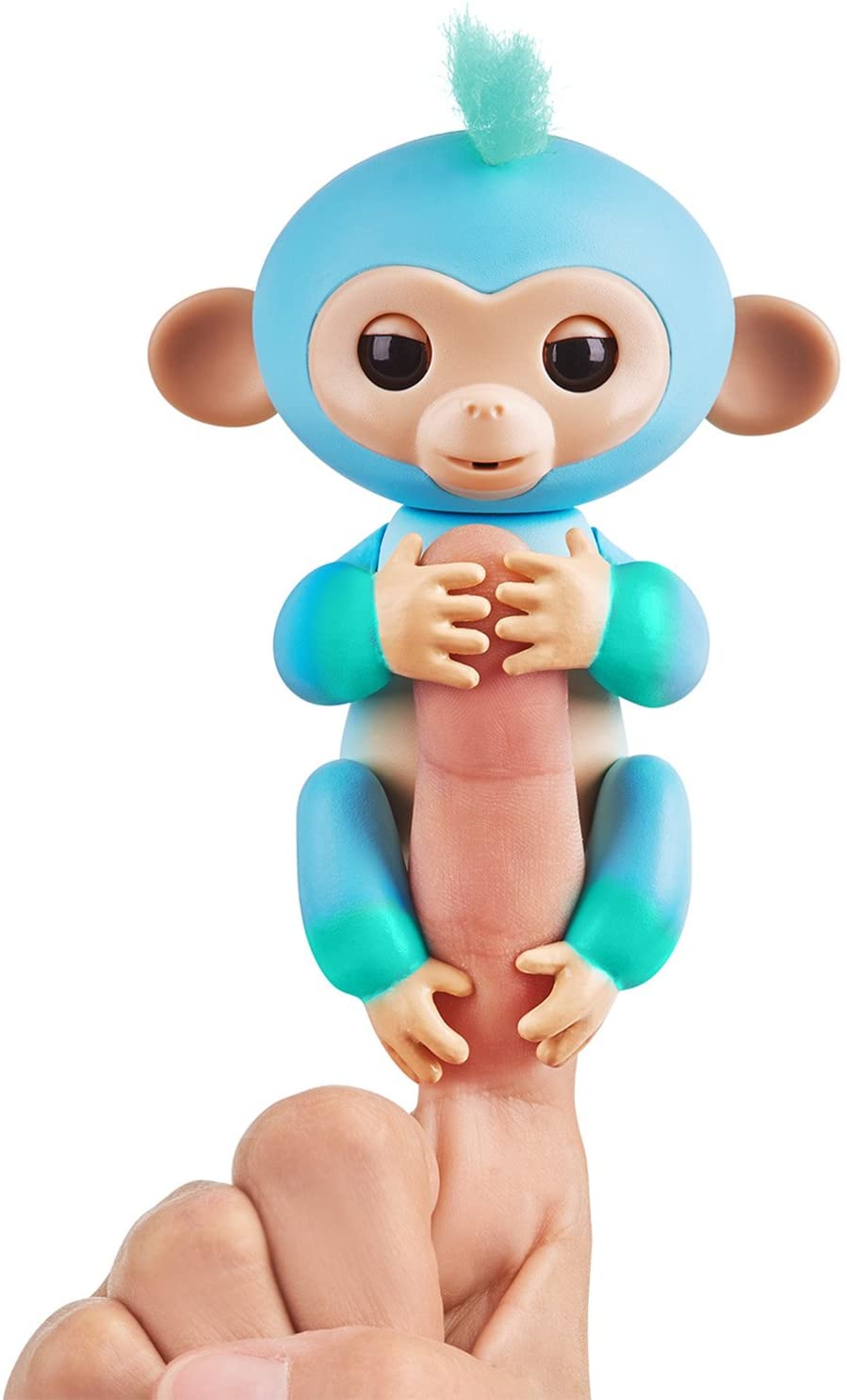 Fingerlings 2 Kleuren Aapje - Charlie (Blauw met Groene accenten) - Interactieve Baby Pet