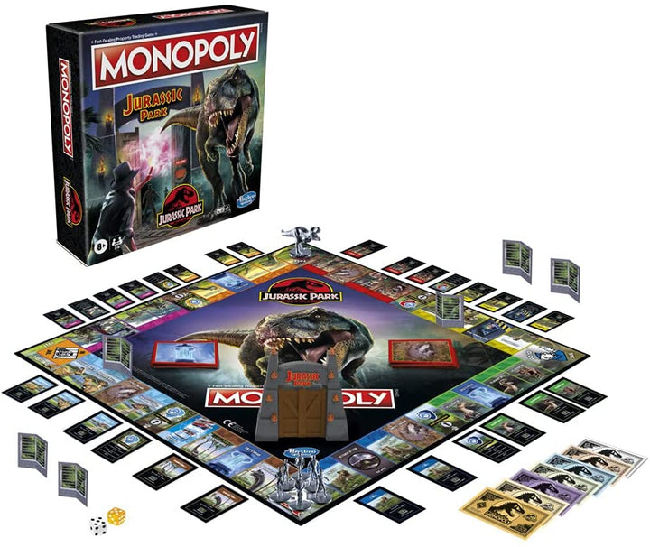 Monopoly Jurassic Park Edition bordspel voor kinderen vanaf 8 jaar