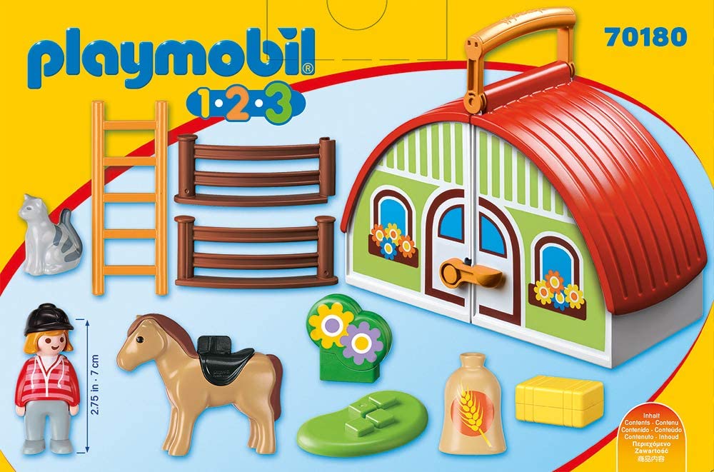 Playmobil 70180 1.2.3 Mein Mitnahmebauernhof für Kinder ab 18 Monate