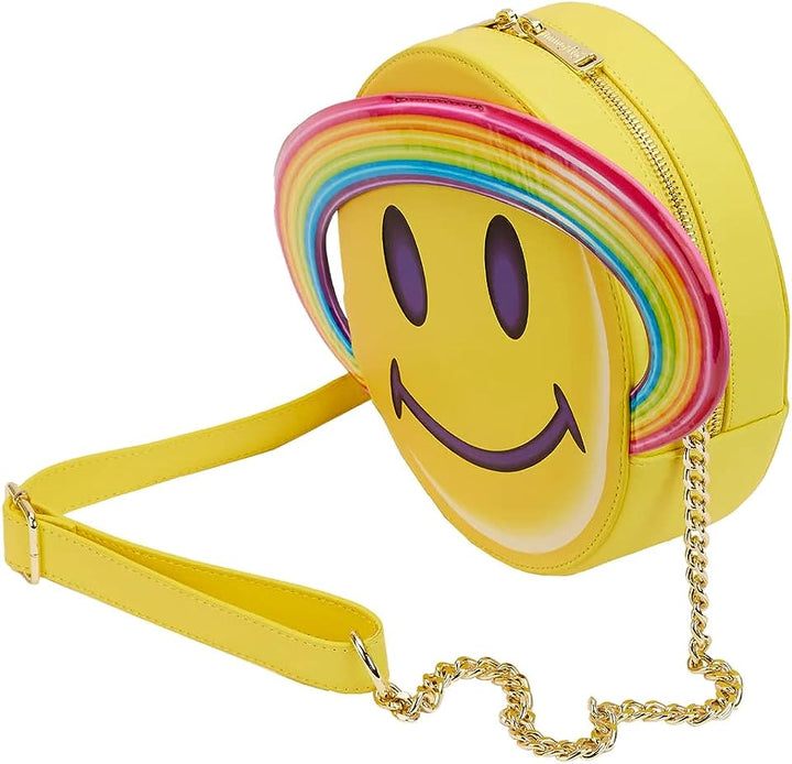 Loungefly Lisa Frank: Gelbe Saturn-Umhängetasche mit Regenbogenring