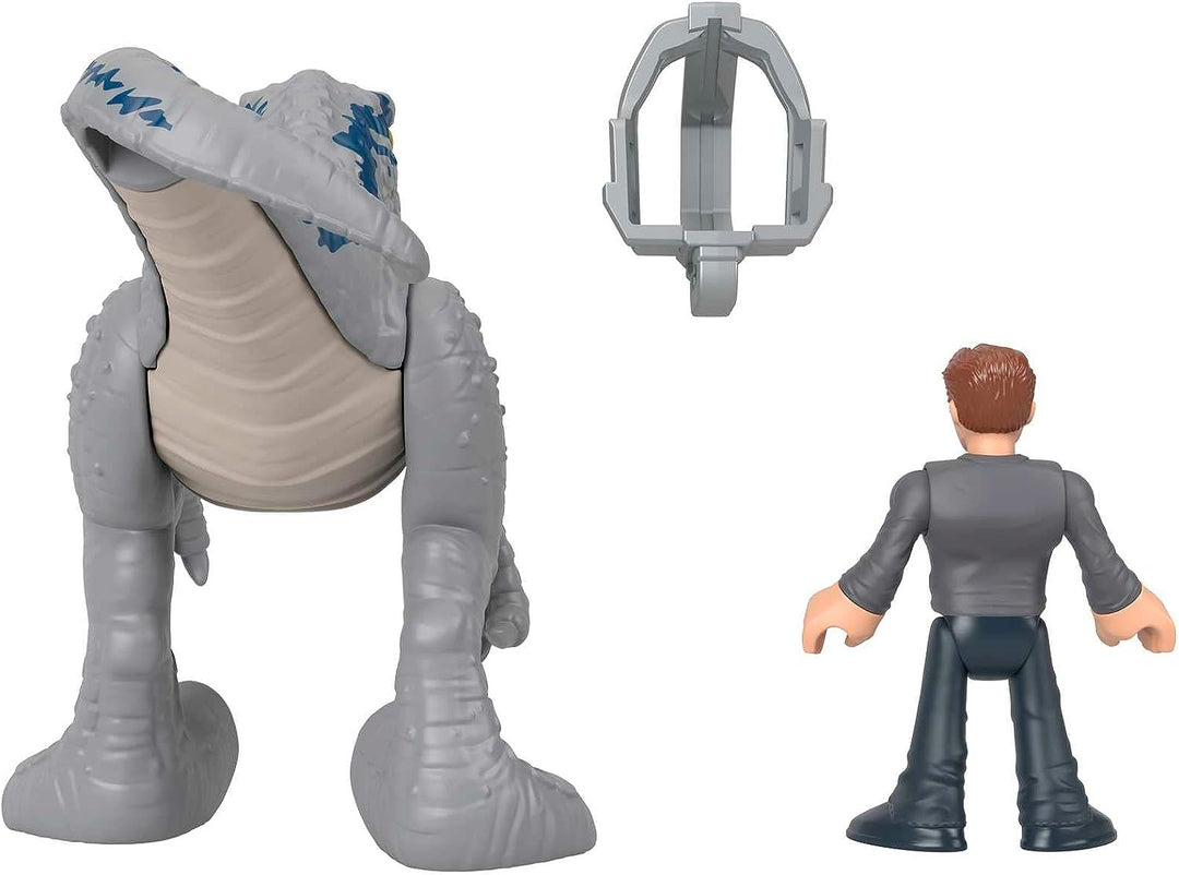 Imaginext Jurassic World Dominion Dinosaurier-Spielzeugset mit Blue und Owen Grady für