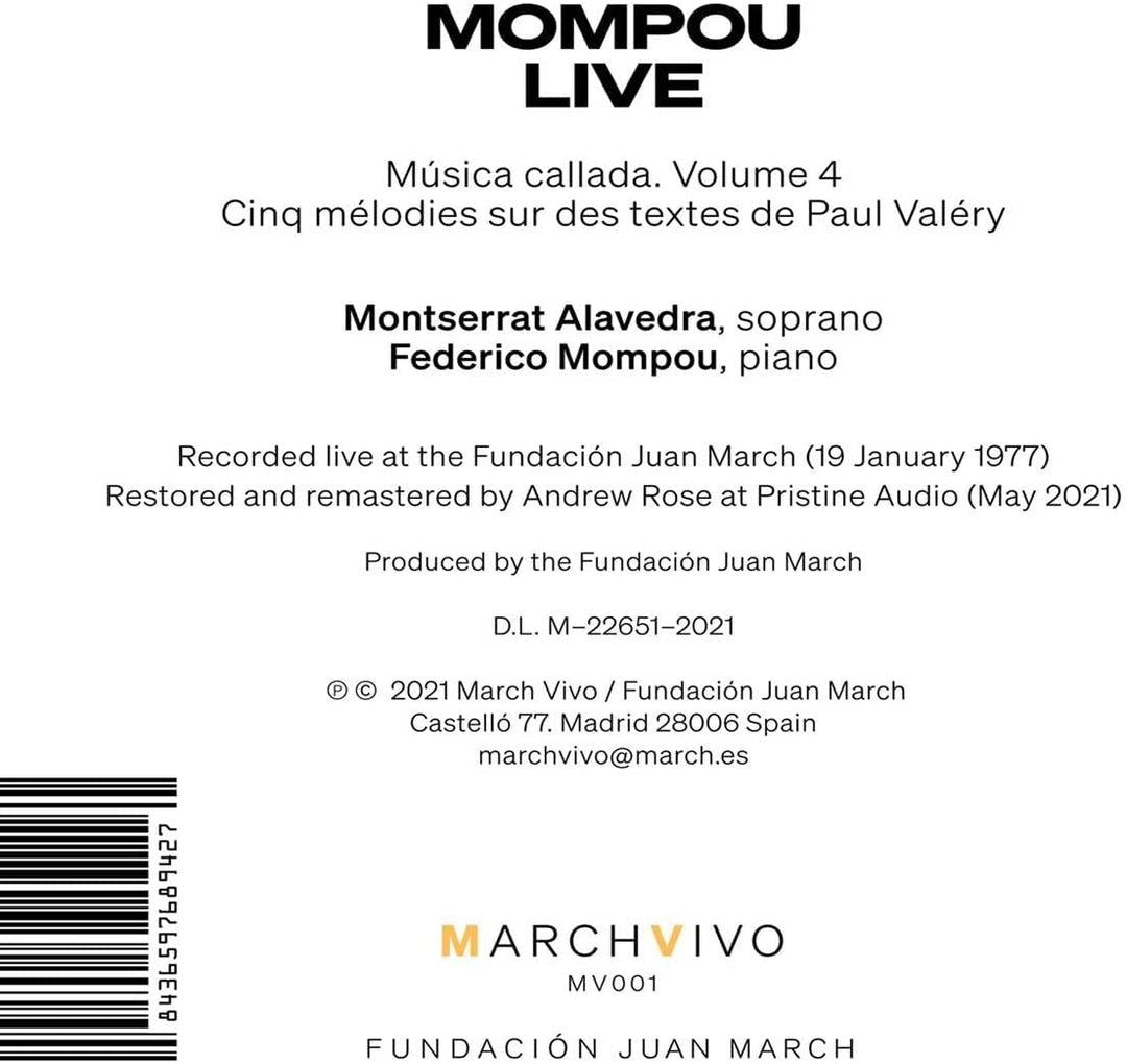Mompou Live [Audio CD]