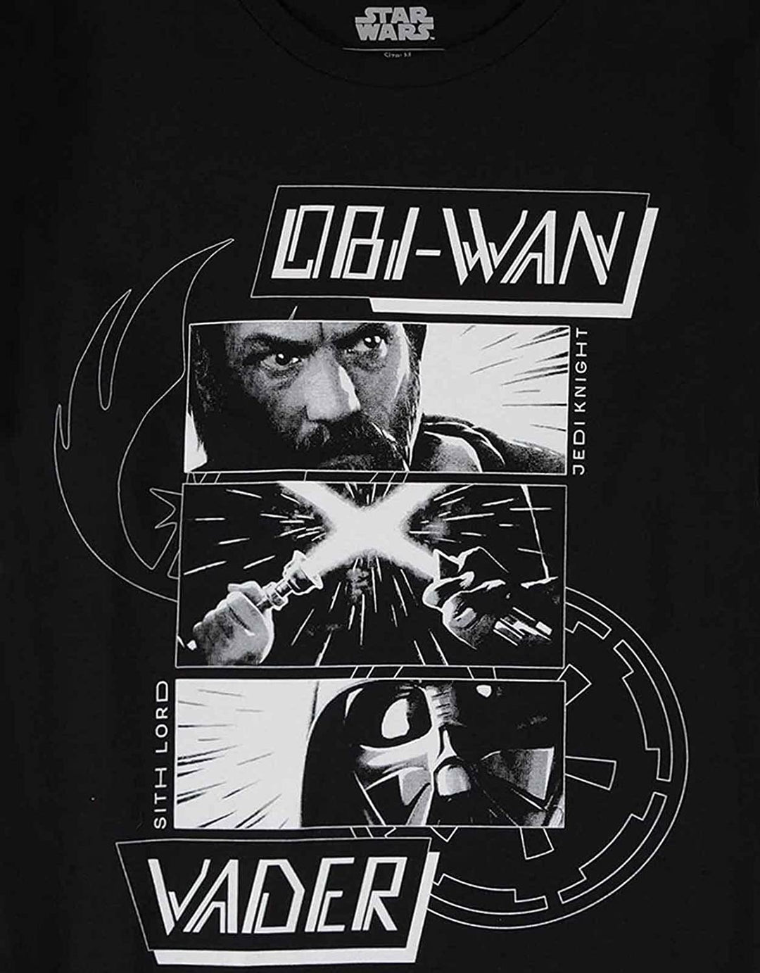 Obi-Wan Kenobi Herren Jungen Regular Fit Kurzarm-T-Shirt, Schwarz, M