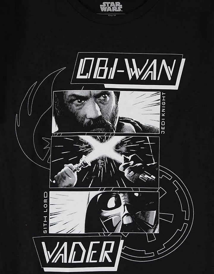 Obi-Wan Kenobi Herren Jungen Regular Fit Kurzarm-T-Shirt, Schwarz, S