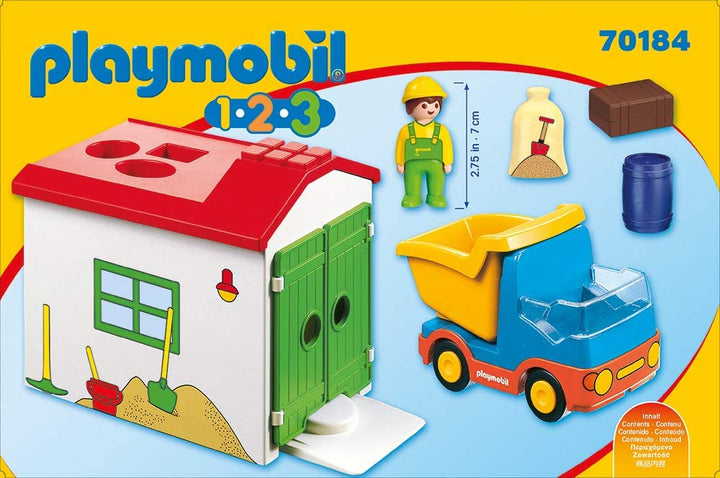 Playmobil 70184 1.2.3 Garbage Truck for Children 18 Months+