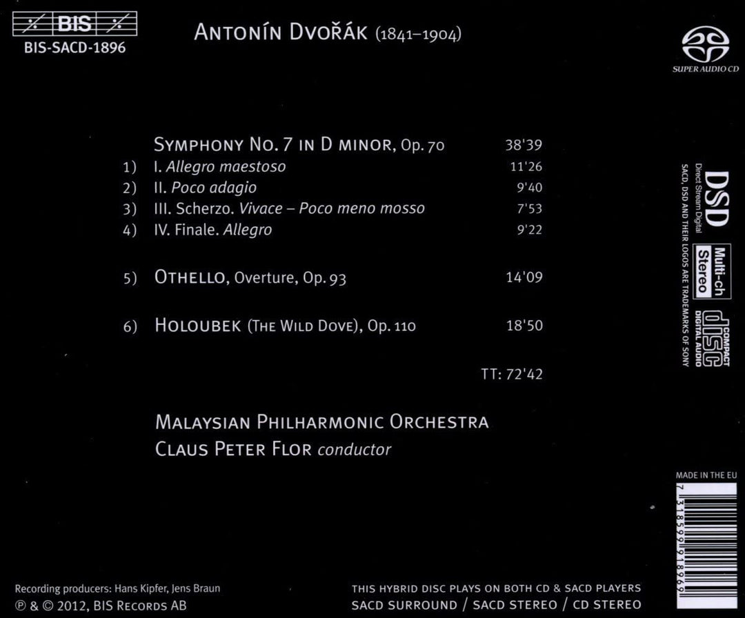 Dvorak: Symphonie Nr. 7 (Othello/Die wilde Taube) (BIS: BISSA 1896) [Audio-CD]