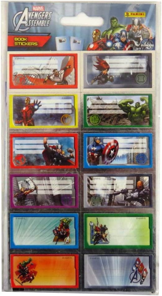 Book Stickers Marvel Avengers Assemble Pack of 12, Size 50mm x 30mm