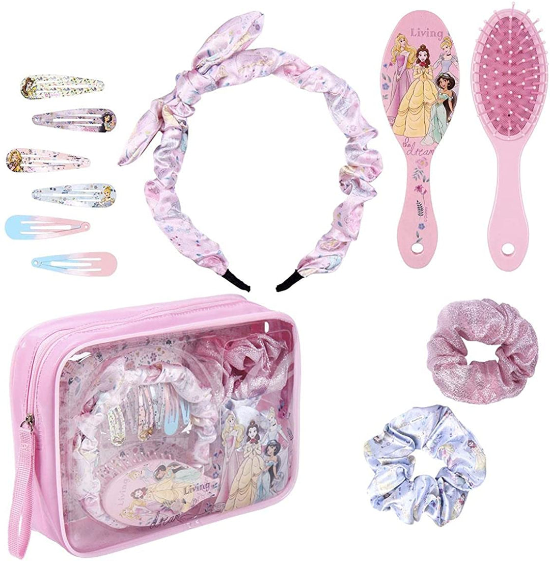 CERDA LIFE'S LITTLE MOMENTS Set d'Accessoires de Coiffure 8 pices Pour Fille Les Princesses Disney - Licence Officielle Disney, Girls’ Travel Accessory- Toiletry Kit, Multicolour, - 2500001902