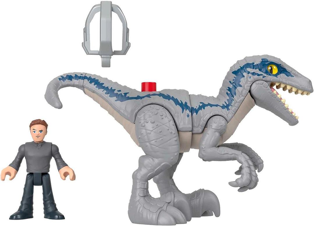 Imaginext Jurassic World Dominion Dinosaurier-Spielzeugset mit Blue und Owen Grady für