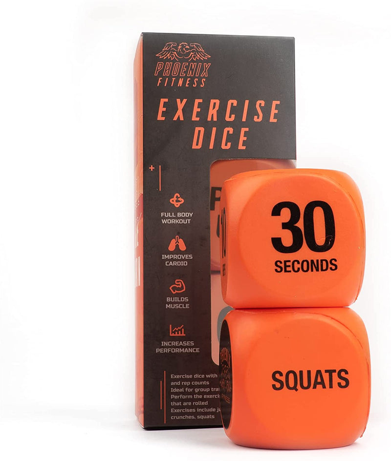 Phoenix Fitness RY1051 Exercise Dice for Workout Fun - Fitness Decision Dice - Switch Up Training Routines, HIIT and Exercises - Home and Gym - Orange